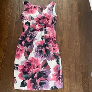 Gorgeous stretch satin pink/purple floral dress